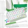 Soulchen American Mahjong Set, 168 White Tiles, 1.2 × 0.9 × 0.5 Inch, 4 Racks & Pushers, Carrying Bag, Dice, Travel Mahjong Game Set for Experts & Beginners