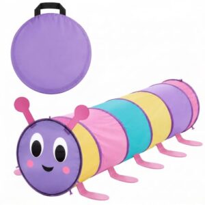 Soulchen Caterpillar Shaped Kids Play Tunnel 6-ft Colorful Pop Up Caterpillar Crawling Toy for Toddlers 1-3 Baby Crawling Tunnel Girl Boy Birthday Favor Gift for Infant Toddler Toys Dog Indoor Outdoor