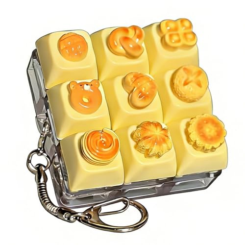 Sound Keyboard Fidget Toy Clicky Stress Relief Clicker Keychain Boost Focus & Calm Anxiety at Work Travel Ideal Stress-Relief Giftice School Travel Anxiety Keyboard Keychain Gift (Yellow Bread)