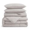 Southshore Fine Living, Inc. Queen Size Fluffy Comforter with Full/Queen Quilt Bedding Set, Natural Beige