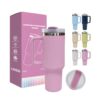 SOUTH SHORE RETAIL, LLC 40oz Insulated Tumbler with Handle, Straw, and Lid, BPA Free Stainless Steel Travel Mug, Pink