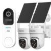 SOVMIKU Vicohome 2K AI Video Doorbell &Solar Security Camera Wireless Outdoor, Color Night Vision,Two Way Audio, Motion Detection, Easy to Setup,Audible Flashlight Siren 180 Days Care Plan