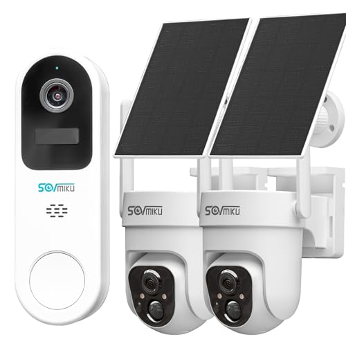 SOVMIKU Vicohome 2K AI Video Doorbell &Solar Security Camera Wireless Outdoor, Color Night Vision,Two Way Audio, Motion Detection, Easy to Setup,Audible Flashlight Siren 180 Days Care Plan