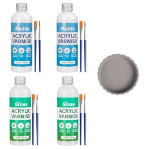 Sovol 480ml Air Dry Clay Glaze with 8 Brushes Silicone Tray, Gloss & Matte Clay Varnish to Avoid Clay Wear, Cracking, Scratches for Air Dry Clay, Polymer Clay, Resin Crete, Pottery, Acrylic Paint