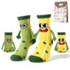soxitoevy 2 Pairs Funny Pickle Socks for Women Men with Gift Bag, Novelty Magnetic Hand Holding Socks White Elephant Gifts for Pickle Lovers Boys Girls