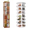 SpaceAid 6 Tier Rotating Bookshelf Tower and Tier Rotating Shoe Rack Tower
