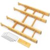 SpaceAid Bamboo Drawer Dividers with Inserts and Labels, Kitchen Adjustable Drawer Organizers, Expandable Organization for Home, Office, Dressers, 4 Dividers with 9 Inserts (17"-22" Natural)