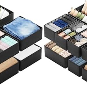 SpaceAid Drawer Organizer Clothes, 24 Pack Dresser Organizer Bins for Nursery, Closet Organization and Storage Dividers for Clothing, Baby Clothes, Underwears, Socks (Black)