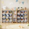 SpaceAid Large Toy Storage Organizer with 6 Shelves and 18 Bins, Book Shelf Organizers Storage Bookshelf, Kids Bin Shelf Box Bookcase for Bedroom Playroom Organization Room Decor, Neutral Gray