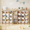 SpaceAid Large Toy Storage Organizer with 6 Shelves and 18 Bins, Book Shelf Organizers Storage Bookshelf, Kids Bin Shelf Box Bookcase for Bedroom Playroom Organization Room Decor, White