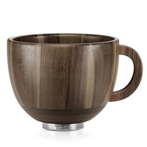 SpaceAid Wooden Bowl with Handle, Kitchen Space Aid Acacia Wood Mixing Bowls Holder for Stand Mixer, Compatible with 4.5 & 5 QT Tilt-Head Models Kitchen, Light Wood
