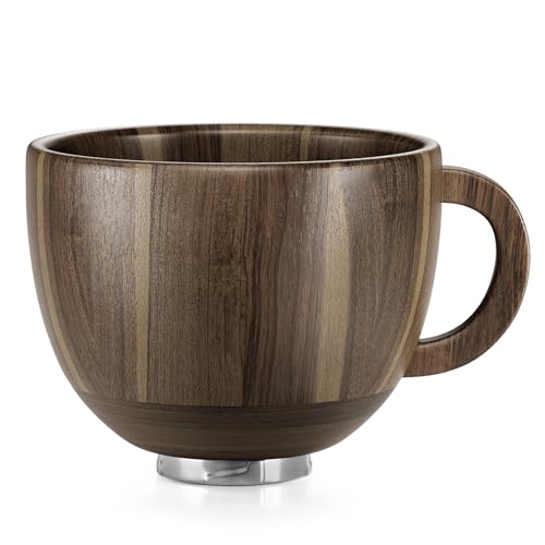 SpaceAid Wooden Bowl with Handle, Kitchen Space Aid Acacia Wood Mixing Bowls Holder for Stand Mixer, Compatible with 4.5 & 5 QT Tilt-Head Models Kitchen, Light Wood