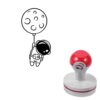 Spaceman Moon Balloon Self-Inking Rubber Craft Stamp for Planner 1.6" Round