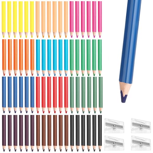 Spakon 96 Pcs Colored Pencil Bulk 12 Colors 3.5 Inch Jumbo Triangle Short Fat Pencil with Sharpener for Student Toddler Preschooler Beginner Classroom Supplies Back to School