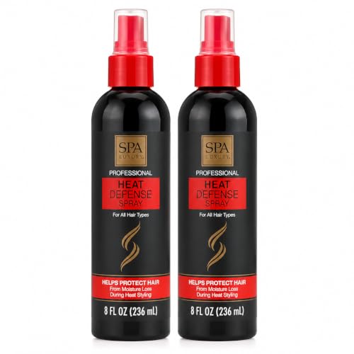 SPA LUXURY Professional Heat Defense Spray for Hair – Heat Protectant Spray for All Hair Types, Helps Protect Hair from Heat Styling & Moisture Loss, Lightweight Leave-In Formula, Pack of 2, 8 Fl Oz