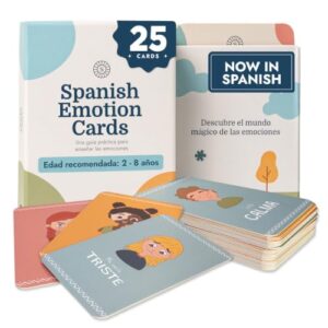 Spanish Emotion Flashcards – 25 Emotion Cards for Toddlers in Spanish - Help Toddlers Identify Emotions – Emotion Cards for Kids – Fun Illustrations Mixed Emotions Card Deck & Feelings Card 2-8 Years