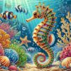 Special Shape Diamond Art Kits for Adults — 5D Seahorse Ocean Diamond Painting Partial Drill, Crystal Rhinestone Animal DIY Diamond Paintings Gem Art Craft Beginner Gift Wall Decor 11.8×11.8in