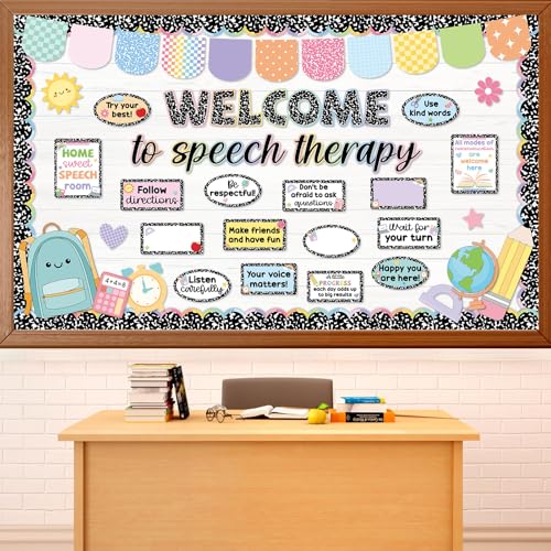 Speech Therapy Bulletin Board Set Composition Notebook Classroom Decorations Language Pathologist Bulletin Board Inspirational Affirmations Cutouts for Back to School Office Classroom Decor