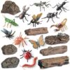 SpeedNexly 19 Pcs Mini Resin Bug Animals Figures Toys and Fake Rock Scene