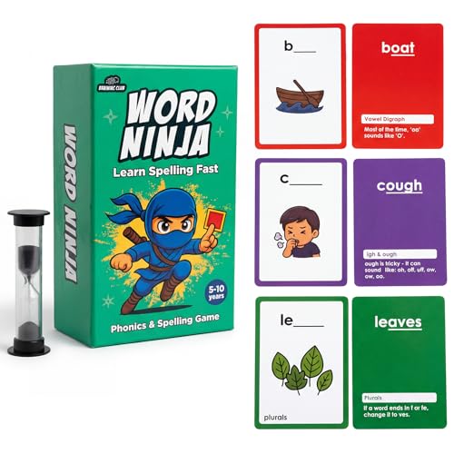 Spelling Game for Kids Ages 5-10, Flashcards Phonics Game, Educational Learning Game for 1st, 2nd, 3rd, 4th Grade Teachers, Classrooms or Homeschool, Learn to Spell Words, Dyslexia Friendly Literacy