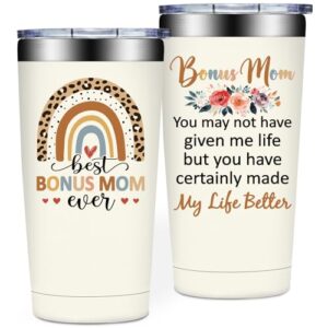 SpenMeta Bonus Mom Gifts - Birthday, Christmas Gift for Stepmom - 20oz Best Bonus Mom Ever Tumbler Cup