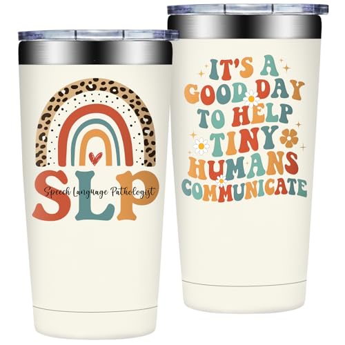 SpenMeta SLP Gifts - Speech Pathologist Gifts for Women - Speech Therapist Appreciation Thank You Gift - 20oz It's a Good Day to Help Tiny Humans Communicate Tumbler Cup