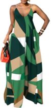 SperLucky Womens Summer Sexy Jumpsuits Casual Sleeveless Halter Strap Rompers Floral Print Wide Leg Pants with Pockets