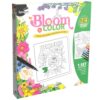 SpiceBox: Sketch Plus - Bloom & Color - 24 pg Coloring Pad, Floral & Garden Designs, 5 Gel Pens, 10 Markers, Magnetic Close Storage, Adult Art Set