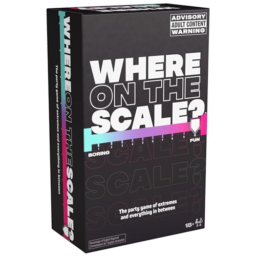 Spin Master Games, Where on the Scale, A Party Game of Extremes, for Friendsgiving, Bachelorette Parties, College, Happy Hour, 2+ Players, for Ages 18 & Up