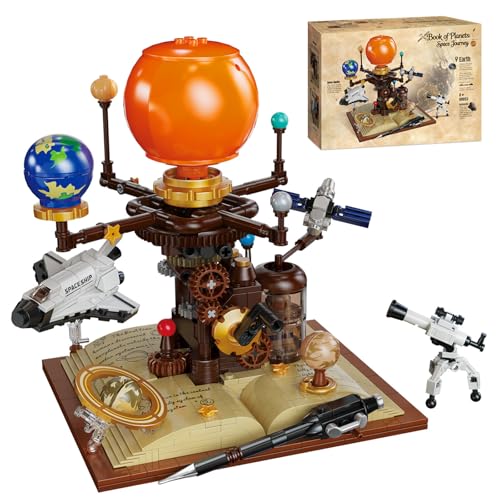 Spinning Solar System Space Building Sets, Compatible with Lego Space, Rotatable Planet Toys for Kids with 8 Planets 1 Sun& Rocket Sets, Solar System for Boys & Girls 8+ Years Old, 672 PCS