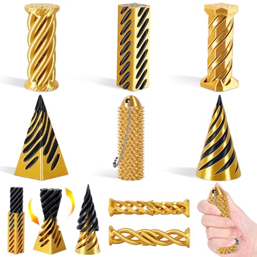 Spiral Cone Fidget Toy & Little Ouchies:5 Pack Impossible Cone + 1 Ouchies Fidget | Impossible Pyramid Passthrough Toy for Anxiety Relief 3D Printed Fidget Toy for Valentine Day Gifts for Kids Adults
