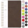 Spiral Notebook-5.75" x 8.125" College Ruled Journal with Inner Pockets and 160 Pages,PU Leather Cover Business Journal, Twin-Wire Binding Notebook Perfect for Office & Home School Supplies Coffee
