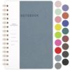 Spiral Notebook-5.75" x 8.125" College Ruled Journal with Inner Pockets and 160 Pages,PU Leather Cover Business Journal, Twin-Wire Binding Notebook Perfect for Office & Home School Supplies Reef Blue