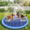 Splash Pad for Dogs, Inflatable Water Sprinkler Pad for Summer Outdoor Fun, Heavy-Duty Non-Slip Water Play Mat for Pets, Durable Backyard Fountain Pool for Garden/Lawn，66.93in