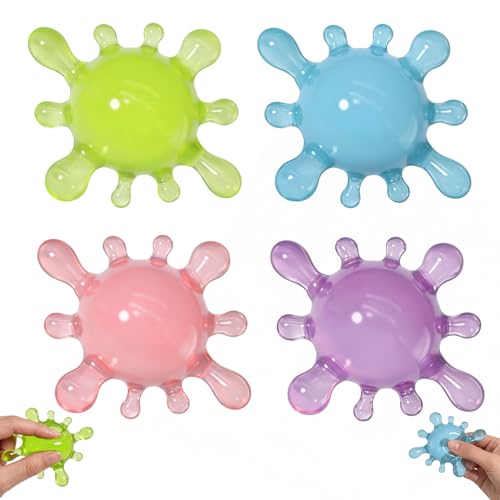 Splat Squishy, Classic Stress Balls Squishy Toys, Fidget Toys Stress Ball for Kids, Stress Splat Toy,Squishies Anxiety Stress Relief, Office Mental Health Gifts Prizes Autism Favors (4pcs)