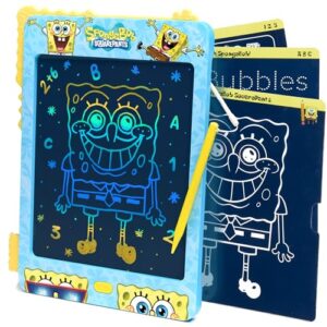 Spongebob Squarepants LCD Doodle Writing Tablet Toy - Travel Essential for Kids - Birthday Gift for Boys & Girls - STEM Drawing & Educational Learning Activity Games (Lagoon Blue)