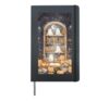 Spooky Cute Ghost Library with Pumpkins Whimsical Bookshelf Hardcover Journal, Black