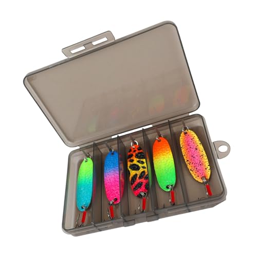 Spoon Fish Lures Fishing Spinner Casting Baits Professional Metal Construction Curved Fishing Lures Sequins Baits Set Professional Spoons with Curved Metal Design and Treble Hook Set