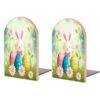 Spring Happy Easter Holiday Wooden Bookends for Shelves
