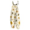 Spring Summer Plus Size Overalls for Women 2026 Floral Boho Jumpsuits Rompers Dresses Cloth Loose Fit Bib Baggy Jumpers Pants Beige 3XL