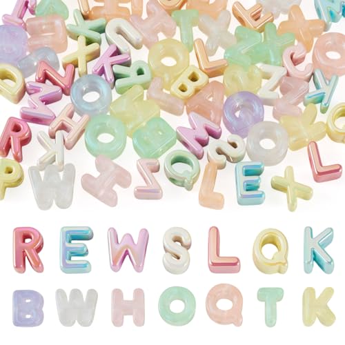 Spritewelry 60Pcs Acrylic Letter Beads Large Hole European Bracelet Bead Glow in Dark Alphabet Bead Loose Spacer 19-21mm for DIY Jewelry Craft Necklace Keychain Making Hole:6mm