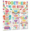 Sproutbrite 7 Educational Posters & Charts - Big Banner 13.5" x 39" Smaller 12" x 13.5" - Together We Are Better Banner & Teacher Posters - Bulletin Board and Wall Decor for Pre, Elementary and Middle School - Promotes Respect, Teamwork, and Positive Classroom Values