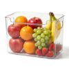 Spwejsr Refrigerator Side Door Organizer, Clear PET Storage Bin with Side Handles, Fridge Shelf Organizer for Snacks, Fruits and Food, Space Saving Storage for Home Kitchen (Large- White 1PCS)