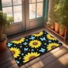 SQEP Doorway Bathmat - Anti Fatigue Kitchen Soft Touch & Cushioned Warm Feel | Retro Decor Quality Outdoor Welcome Mat Front Door Sunflower and Butterfly Pattern Background(40X60CM)
