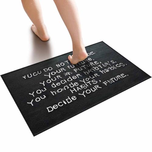 SQEP Funny Kitchen Decor Bath Mat | Patio Outside Waterproof, Trendy, Habits Shape Your Future: Embrace Discipline Today - Washable Bedroom/Standing Anti Fatigue Work Plush Area &