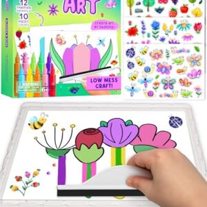 Squeegee Color Squeeze Art Kit - Blooms & Bugs Themed Painting for Kids Ages 4-8, Kids Painting Set with Bug Stickers, Birthday Gift for Kids Age 5 6 7 8 9 - Arts and Crafts for Girls & Boys