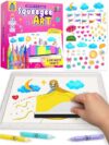 Squeegee Rainbow Squeeze Art Kit for Kids - Princess & Unicorn Painting Kit with Kids Stickers & Mess Free Paints - Girls Birthday Gifts Age 6-7 8 10, Arts and Crafts for Girls - Gift for Girls