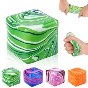 Squishies Stress Cube Toys,Adults Squishies Anxiety Relief Maltose Ball,Gel Filled Stretchy Stress Balls, Sensory Toy with a Super Solid Squish for Anxiety Relief Sensory & Focus (Green)