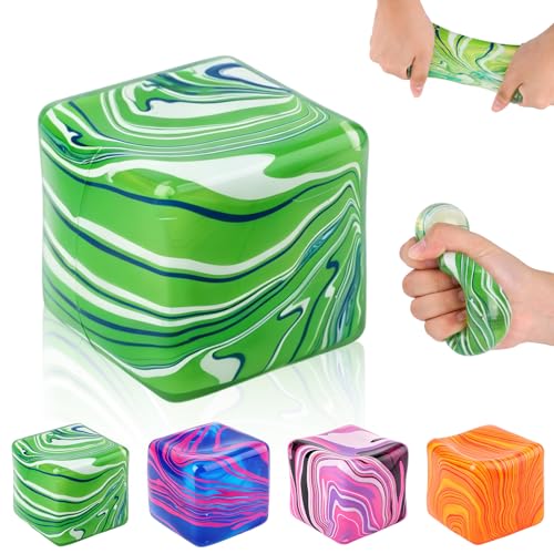 Squishies Stress Cube Toys,Adults Squishies Anxiety Relief Maltose Ball,Gel Filled Stretchy Stress Balls, Sensory Toy with a Super Solid Squish for Anxiety Relief Sensory & Focus (Green)