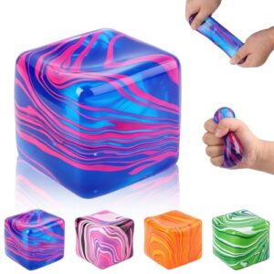 Squishies Stress Cube Toys,Adults Squishies Anxiety Relief Maltose Ball,Gel Filled Stretchy Stress Balls, Sensory Toy with a Super Solid Squish for Anxiety Relief Sensory & Focus (Blue)